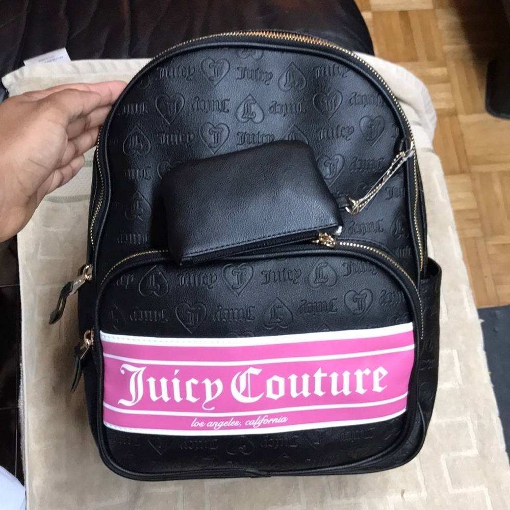 Juicy Couture Monogram Mini Black Pink White Leather Backbag